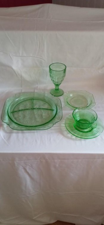 Depression Glass Green place setting