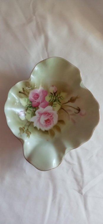 Lefton China Hand-painted candy/nut dish, Rose pattern. NE 1860 