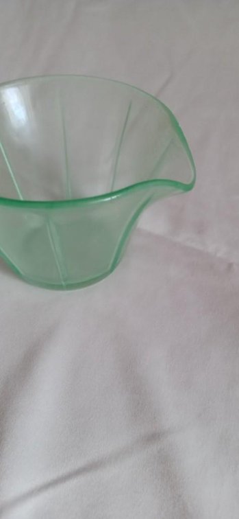 Uranium Glass/Depression Glass Cream Pitcher, Green.