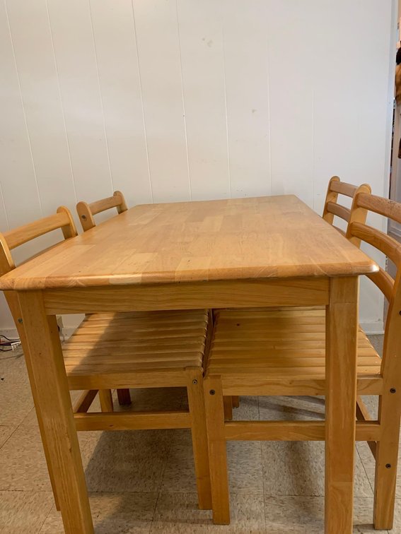 Wood dining table with 4 chairs