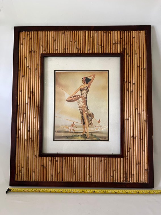 Wahine in solid wood and bamboo frame 