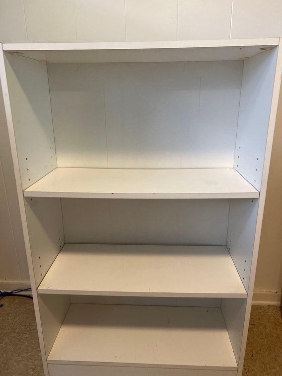 white shelving unit 