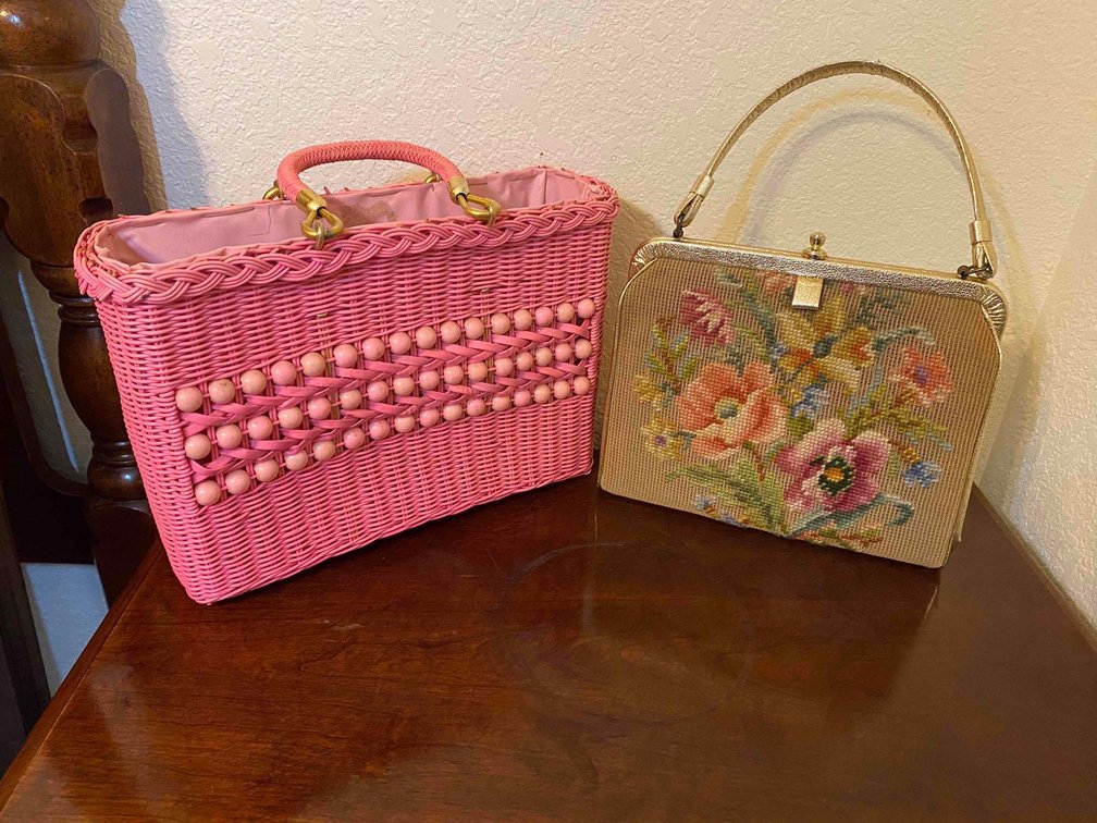 (X's 2) Vintage Woven and Needlepoint Purses
