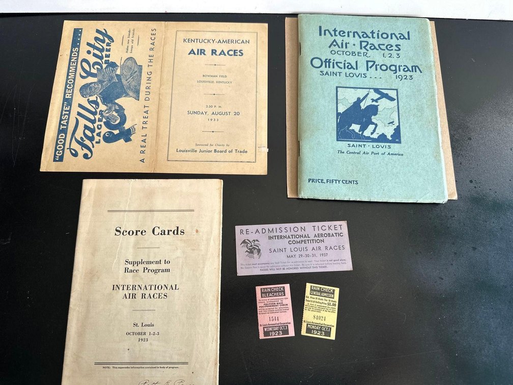 Antique Circa 1923 Air Races Programs, Admission Ticket, and Score Cards 