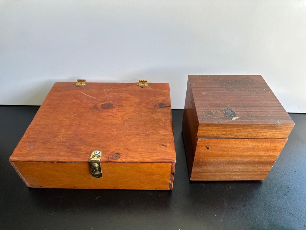 Two Wood Hinge Boxes 