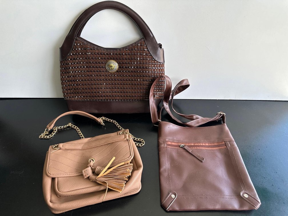 (X's 3) Mixed Size Brown Purses 