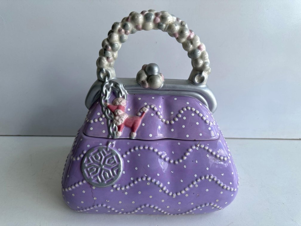 David's Cookies Purple Purse Cookie Jar 