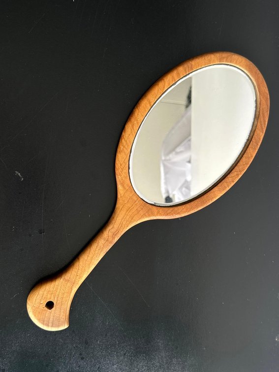 Vintage Koa Wood Framed Hand Mirror