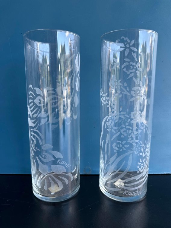 (X's 2) Etched Glass Vases
