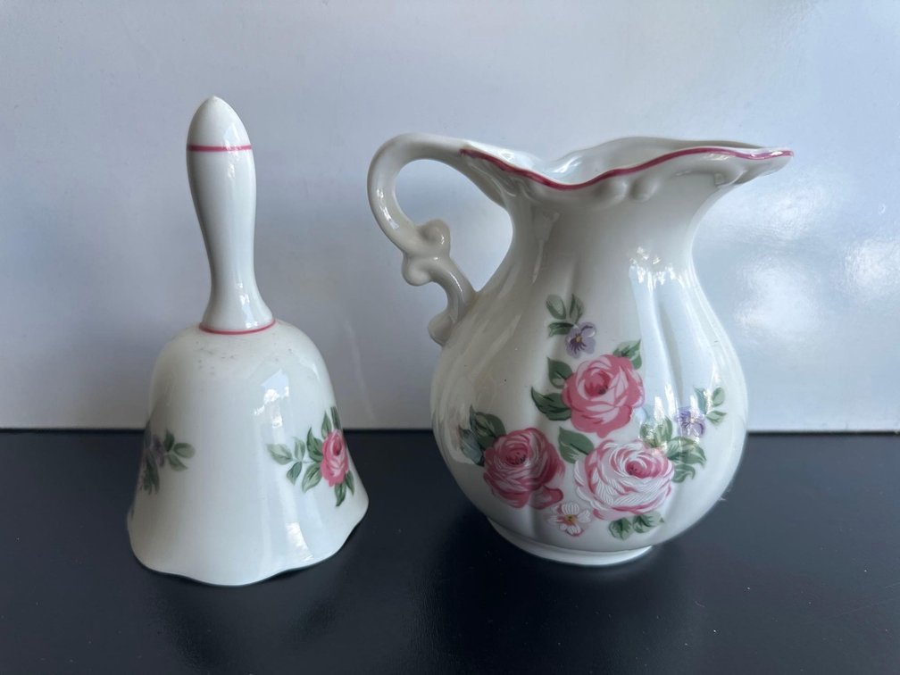 (X's 2) Porcelain China Bell and Creamer Made in Japan
