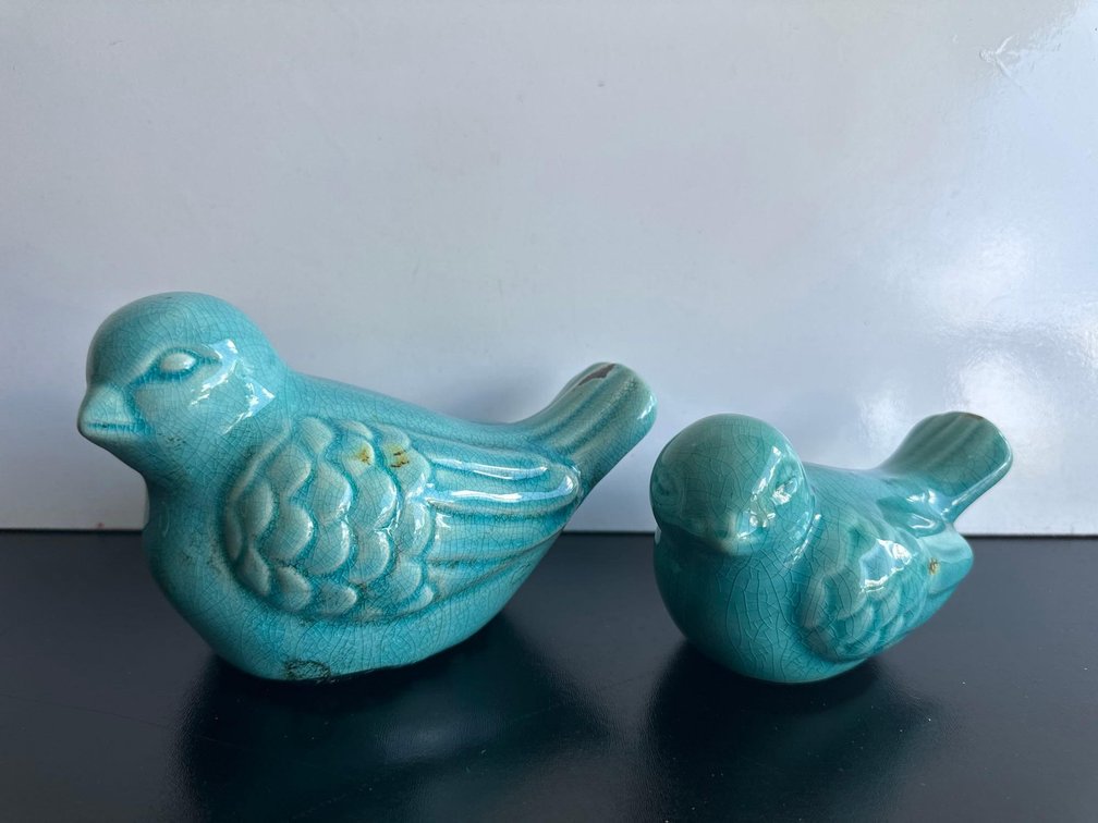 (X's 2) Blue Ceramic Decorative Birds