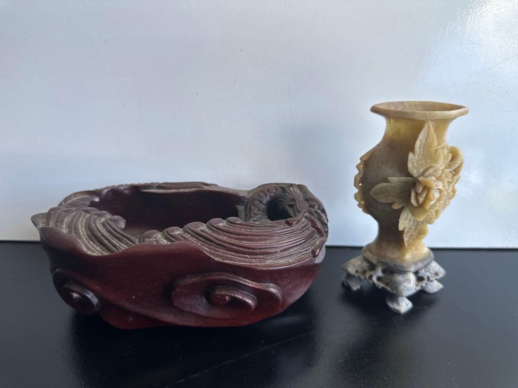 Two Asian Decore Bowl and Small Vase 