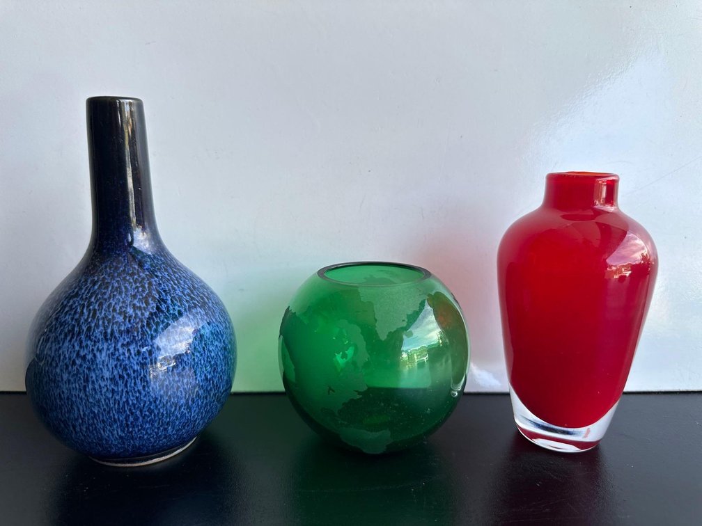 Three Small Colored Vases 