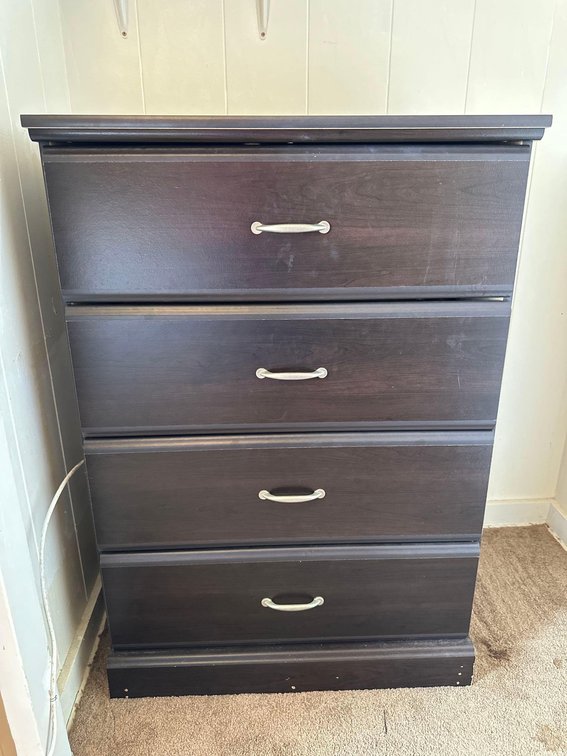 42" Tall Dark Wood Laminate Chest of Drawers 
