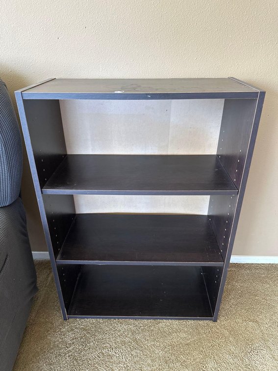 35" Tall Dark Wood Laminate Shelf 
