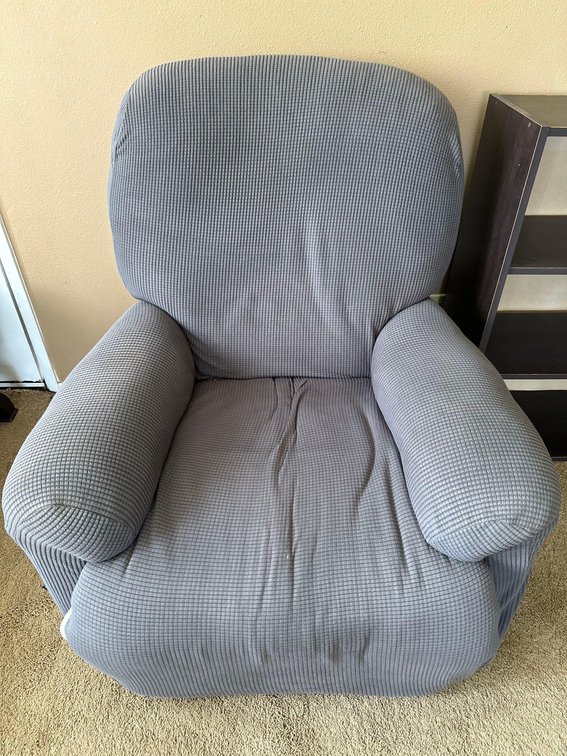 Gray Colored Recliner with Cover 