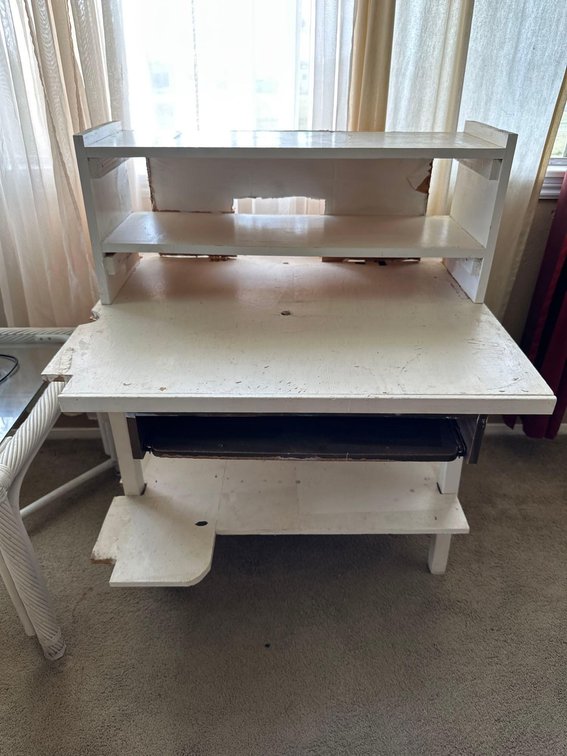 DIY Homemade White Painted Wood Desk 