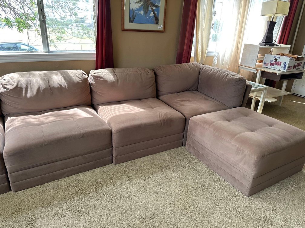 Light Colored Sectional Couch 