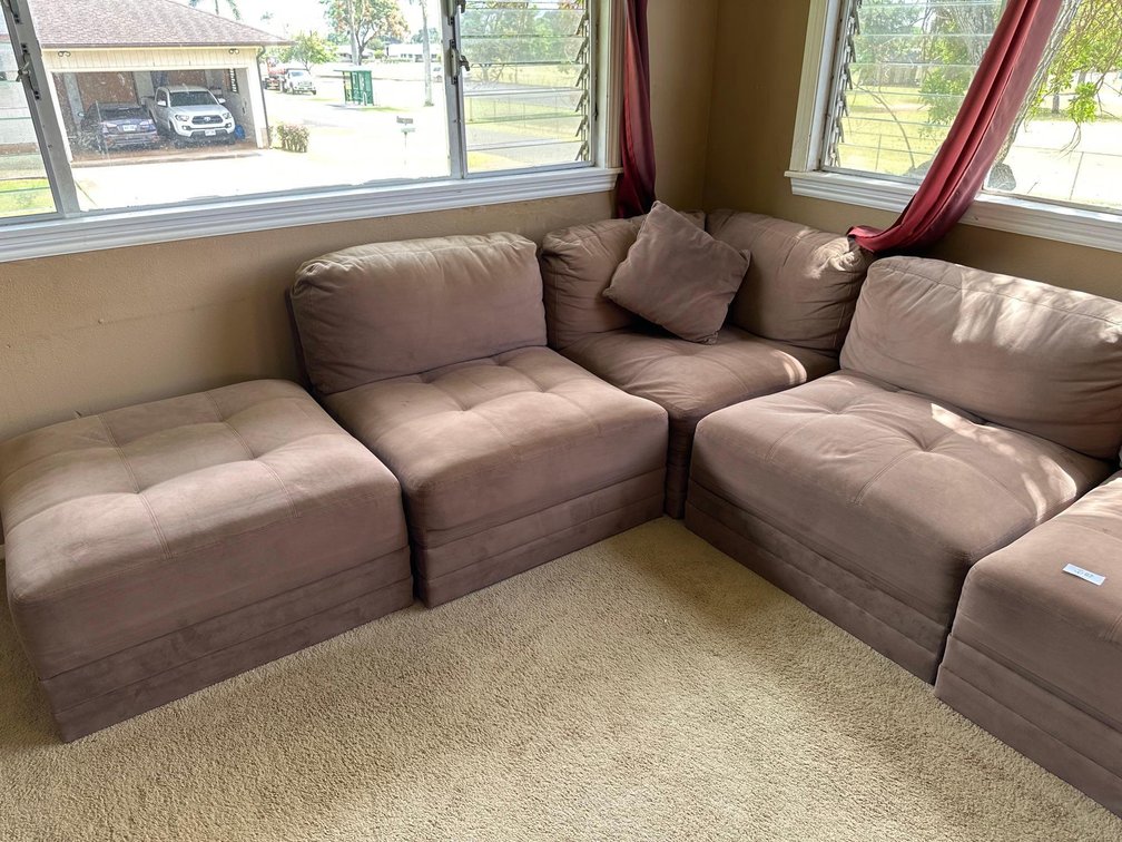 Light Colored Sectional Couch 