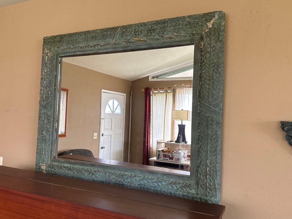 50" x 39" Vintage Leaf Print Framed Mirror