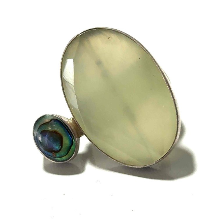 925 Silver Two-Semi-Precious Stoned Adjustable Ring