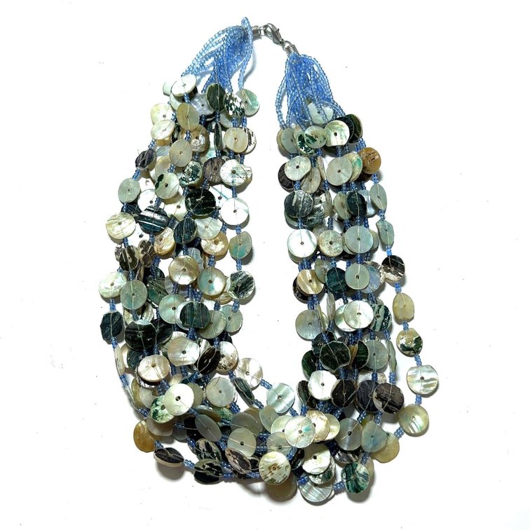 Possibly Abalone and Mini Glass Beaded Fashion Necklace