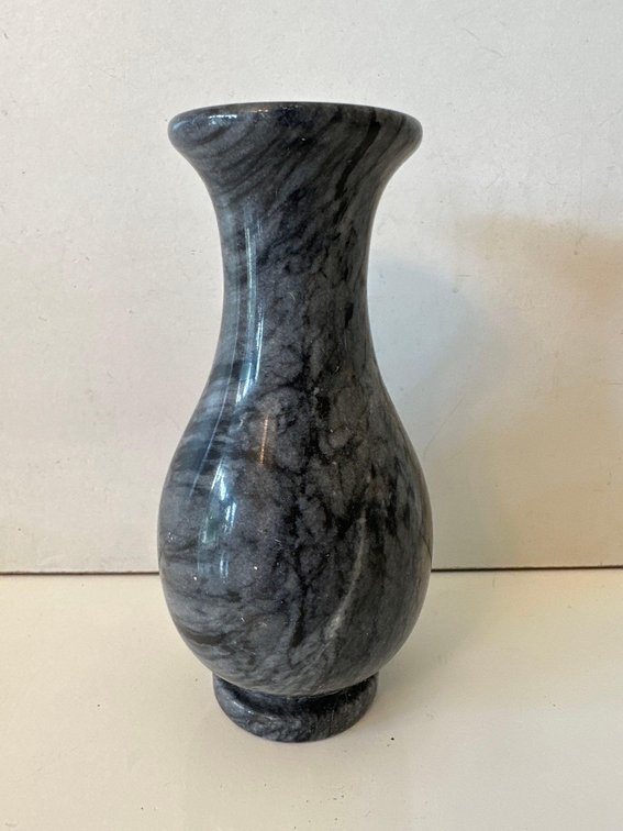 6" Gray Colored Carved Stone/Marble Vase 