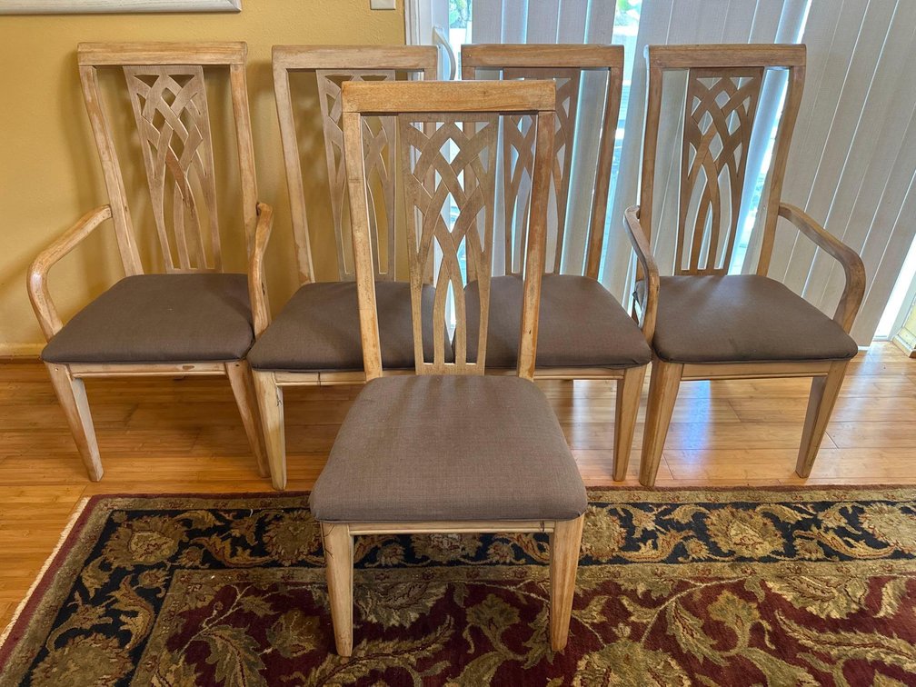 (X's 5) High Back Wood Dining Chairs 