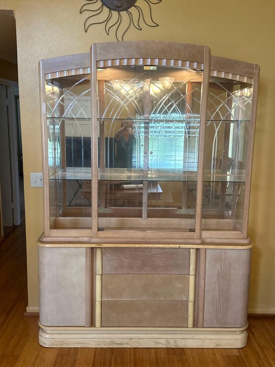 82" Tall Light Colored Wood Light Up Curio/Display Case 