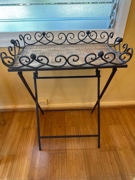 Foldable Metal Frame Decorative Tray Table 