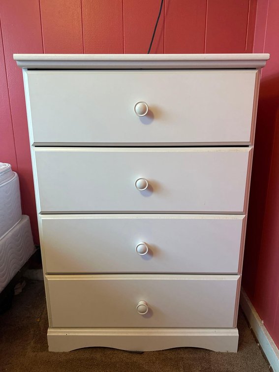 42" Tall White Laminate Chest of Drawers 