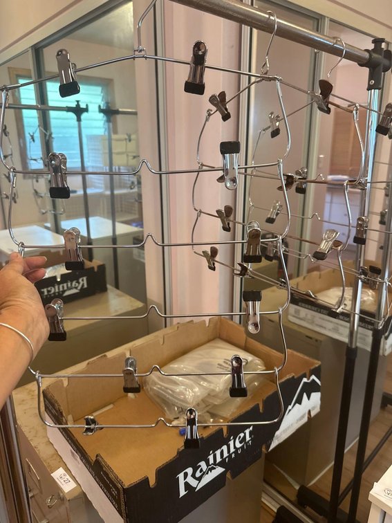 Three Metal Stacking Hangers and Vacuum Bags