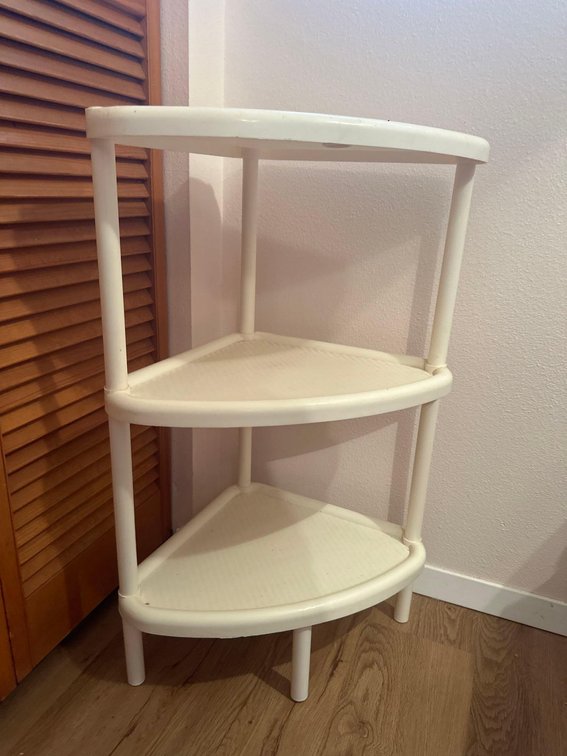 18.5"L x 14"W x 30"H White Three-Tier Plastic Shelf