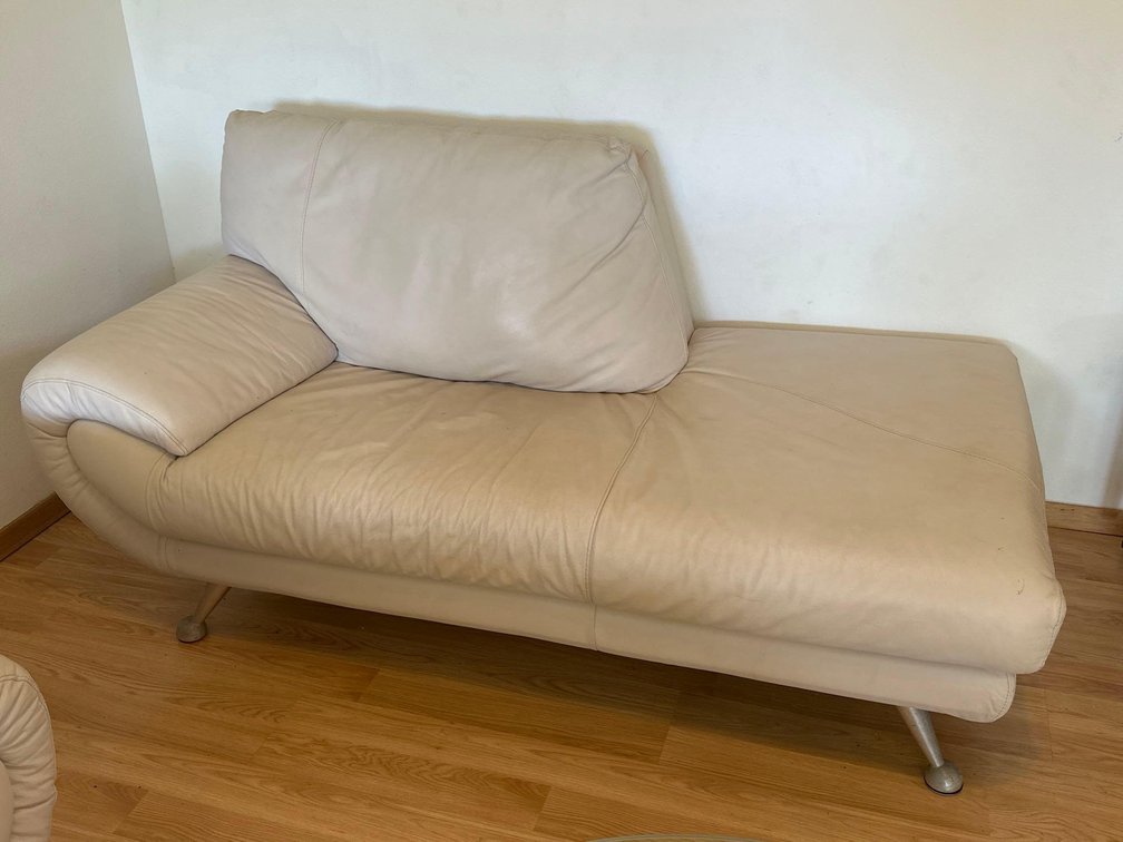 69" x 35.5" Nicoletti Leather Cream Off-White Sofa