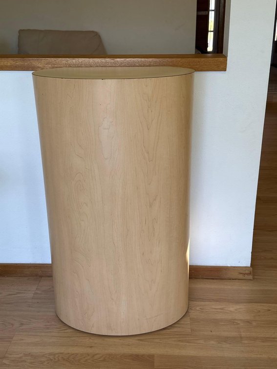 20" Pedestal Base Wood Table with Secret Door on Back