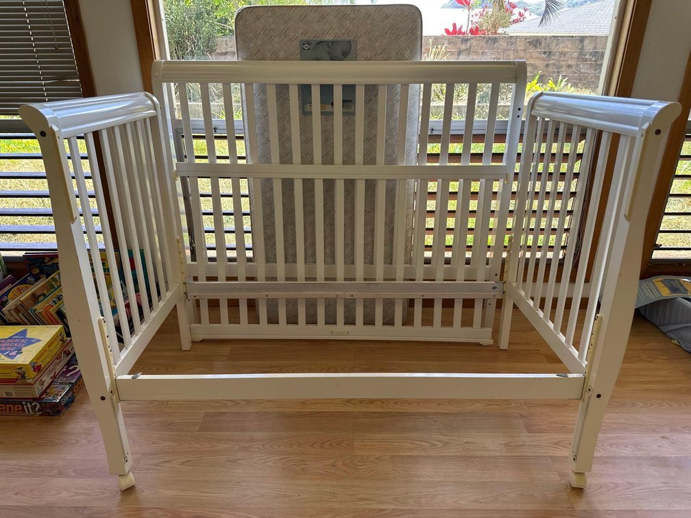 54.5" Metal Baby Crib Bed and Mattress
