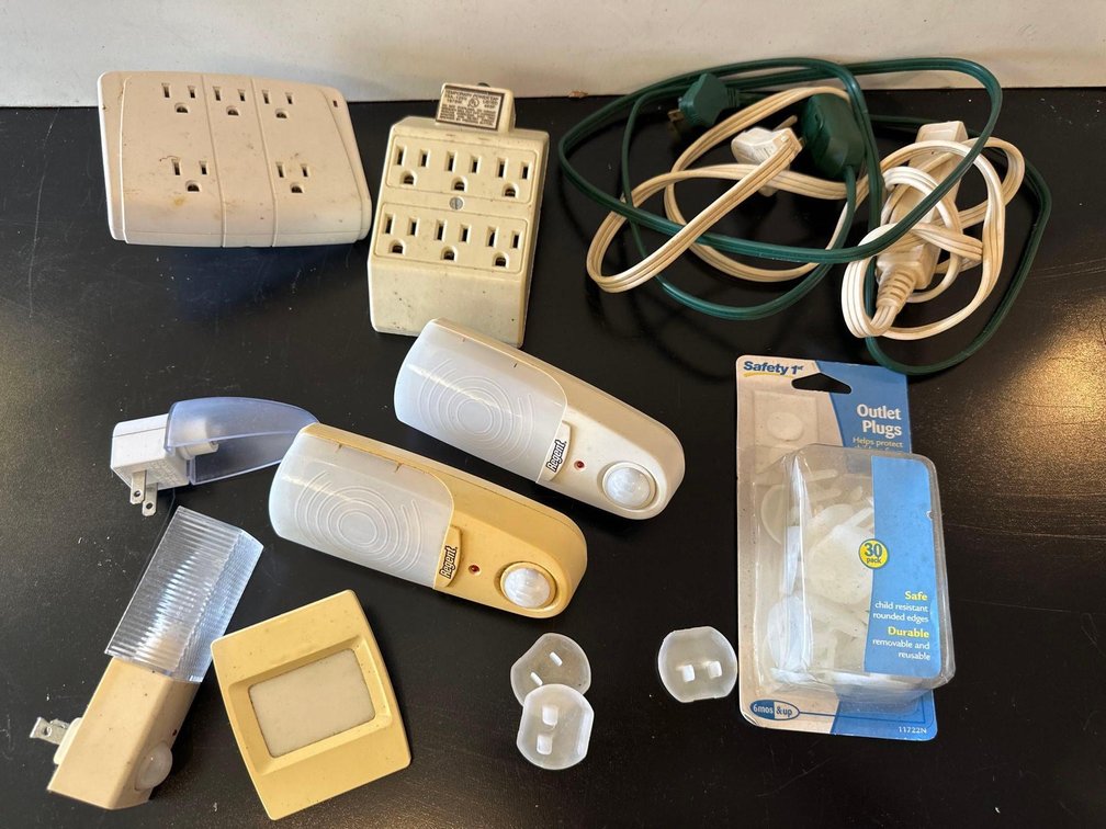 Mixed Lot of Power Strips, Outlet Cubes & Plugs, and Nightlights