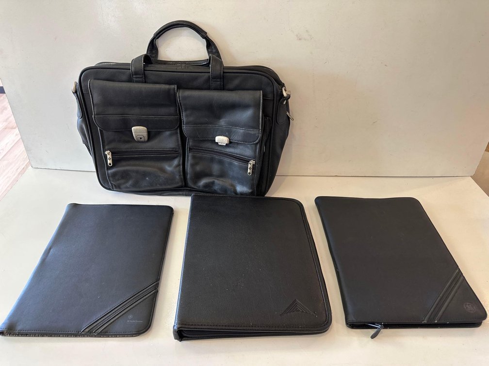 Black Secretary Briefcase Bag and Three Fabric Study Binders