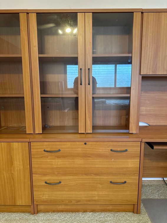 37.5"L x 18"W x 42"H Laminate Wood Hutch Cabinet