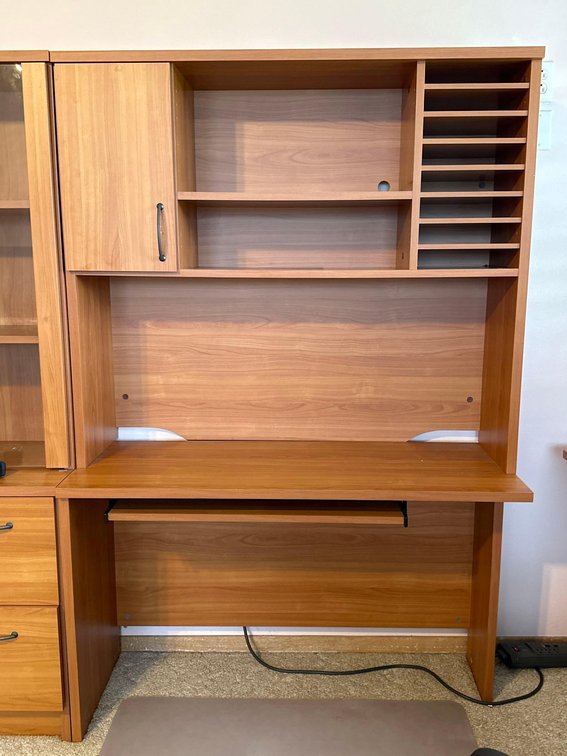 47.5"L x 17.75"W x 42"H Laminate Wood Office Desk with Shelf System