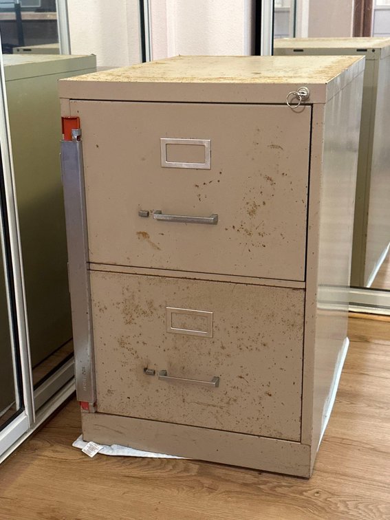 18"L x 26.5"W x 28"H Two-Shelf Filing Cabinet