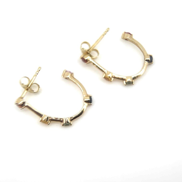 10k Gold Multi-Stone Looped Earrings
