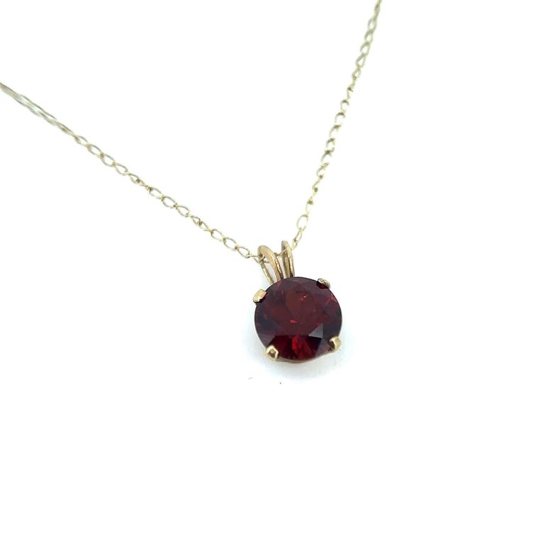 17" Delicate 14k Gold Chain with Garnet Pendant