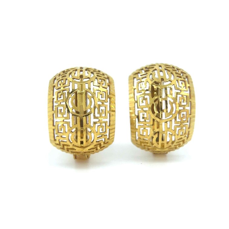 18k Gold Greek Design Earrings
