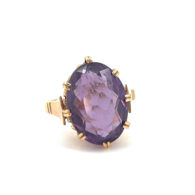 14k Gold Single Amethyst Stone Size 5 Ring