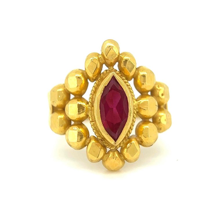 22k Gold Oval Cut Ruby Ring Size 7.5