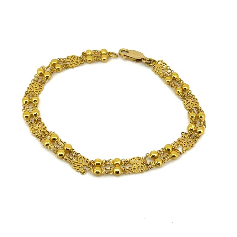 22k Gold 7 1/2" Ball and Chain Bracelet