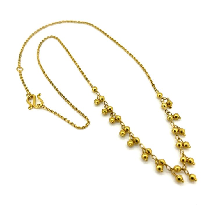 24k Gold 17" Ball Drop Chain Necklace