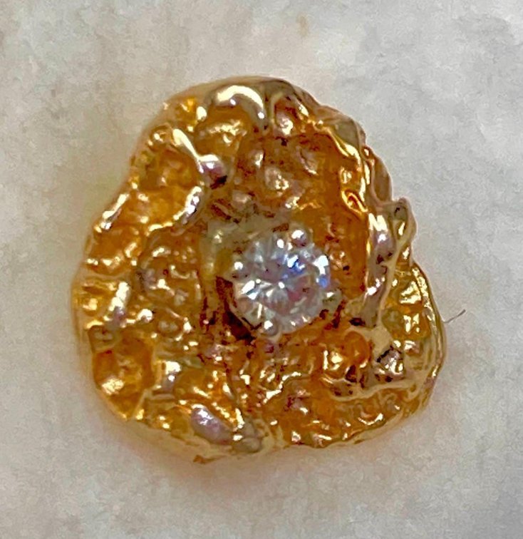 14K Solid Gold and Diamond Tie Tack 