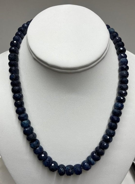 Blue Sapphire Necklace 3rd World Country Hand Faceted Genuine Sapphire Necklace